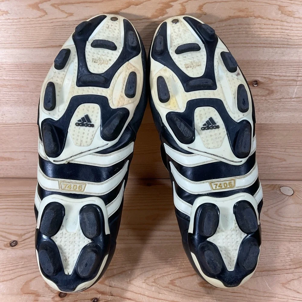 VTG Adidas 7406 FG Leather Soccer Cleats Men’s 11 Black White Football 807938